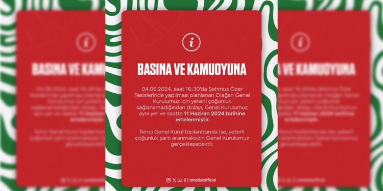 AMEDSPOR KONGRESİ ERTELENDİ !