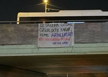 “Genç Kadınlardan Rojava’ya Pankartlı Destek”
