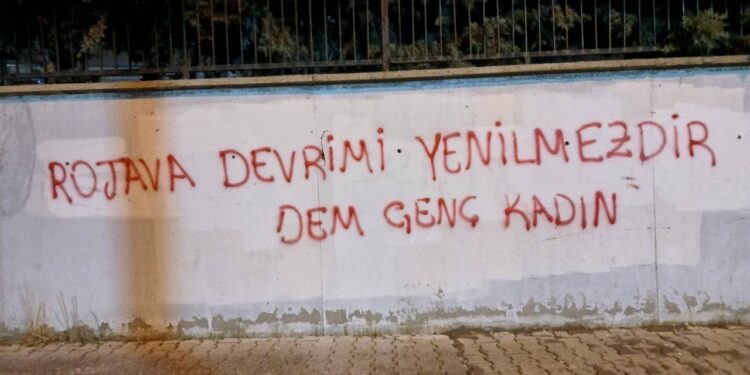 Genç Kadınlar Rojava için Yazılama Yaptı